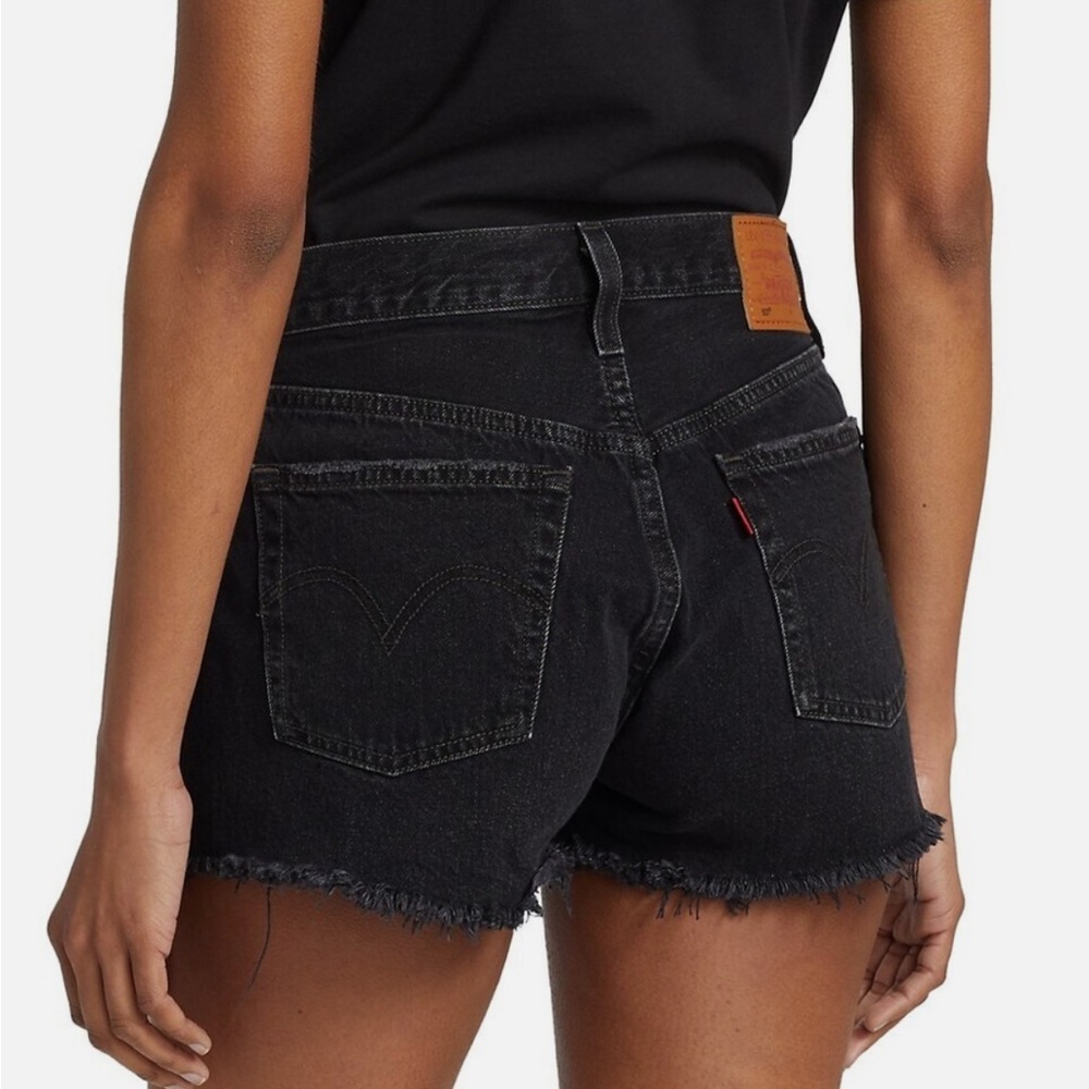LEVIS 501 black distressed denim shorts - Picture 3 of 9